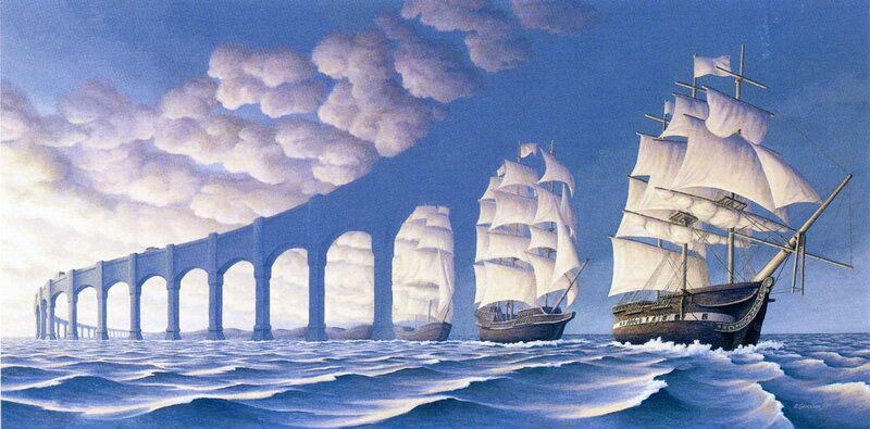 Sailing Ships on Sea — Blue