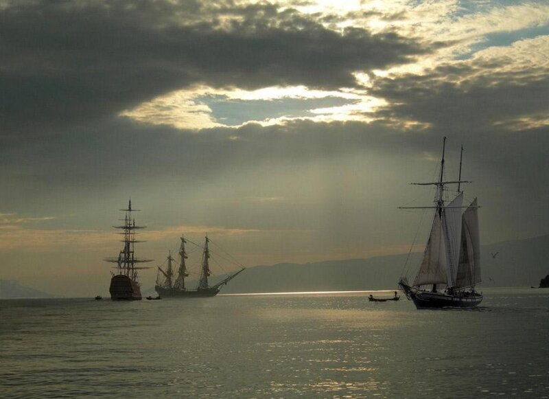 Sailing Ships on Water