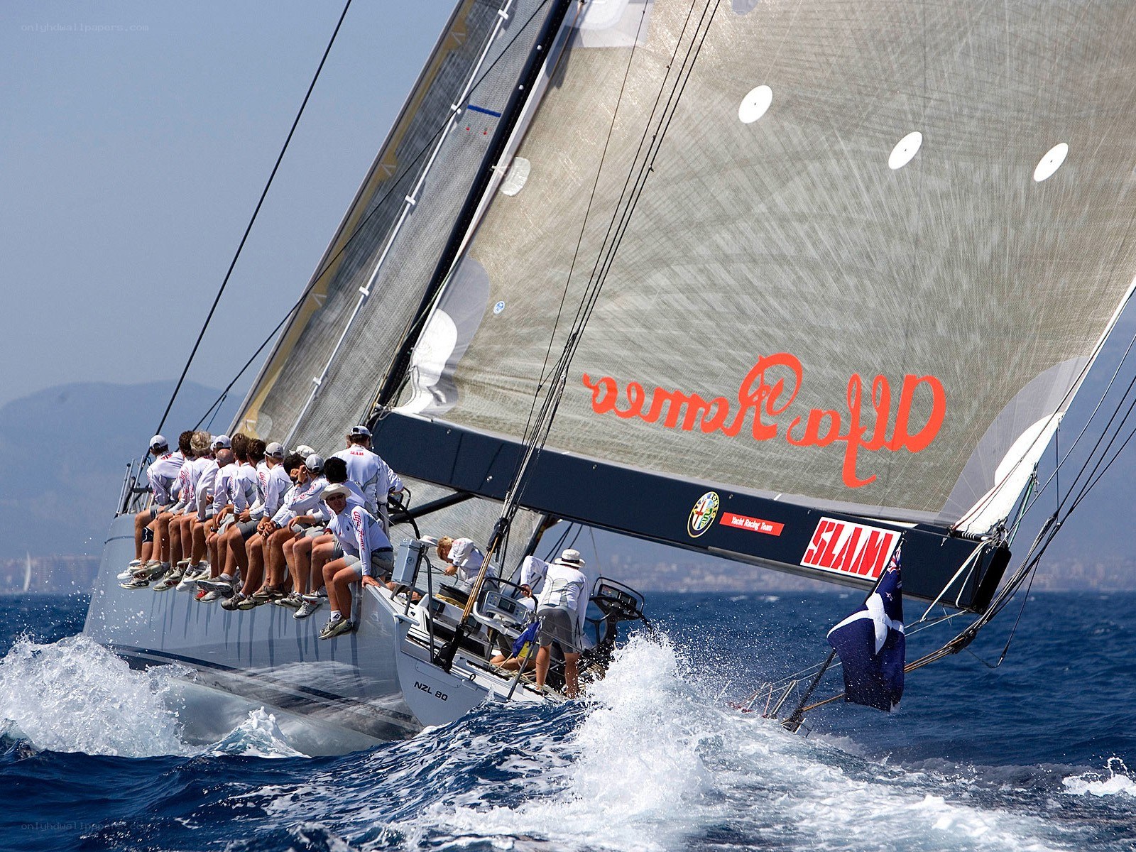 Sailing team in action