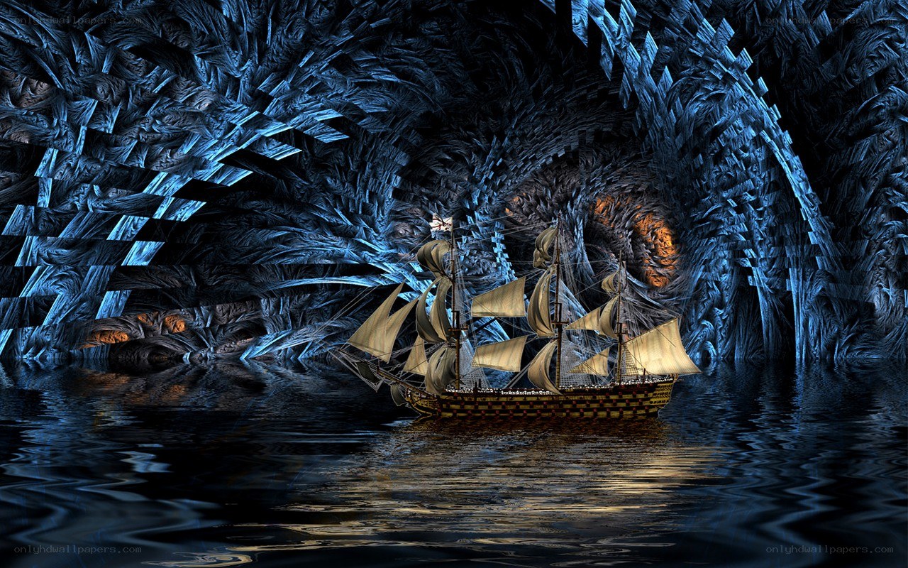 Sailing through a fractal cave