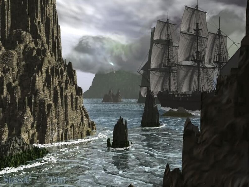 sailing through a rocky strait