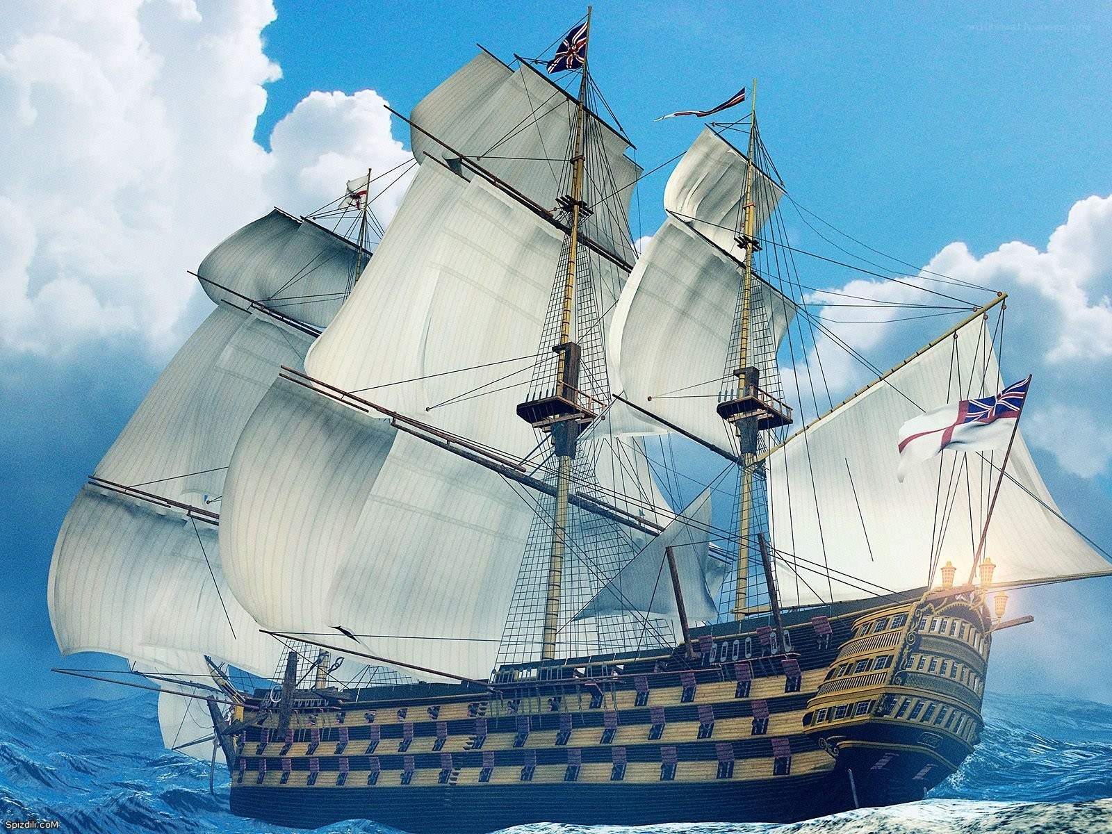 sailing warship on the ocean