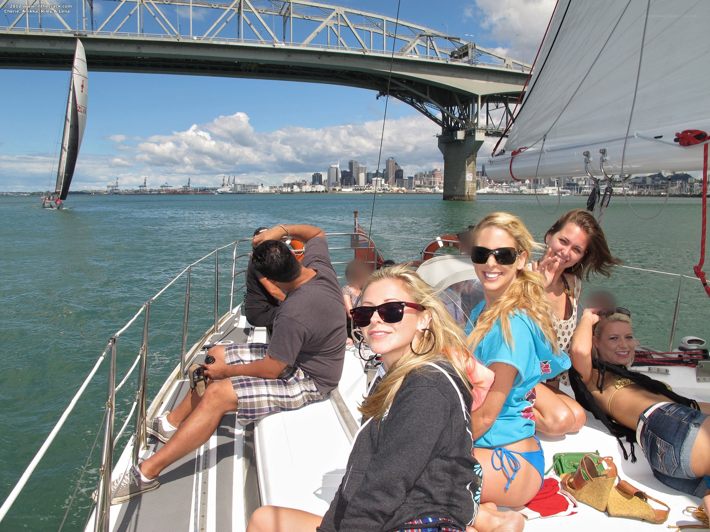 Sailing with friends in harbor
