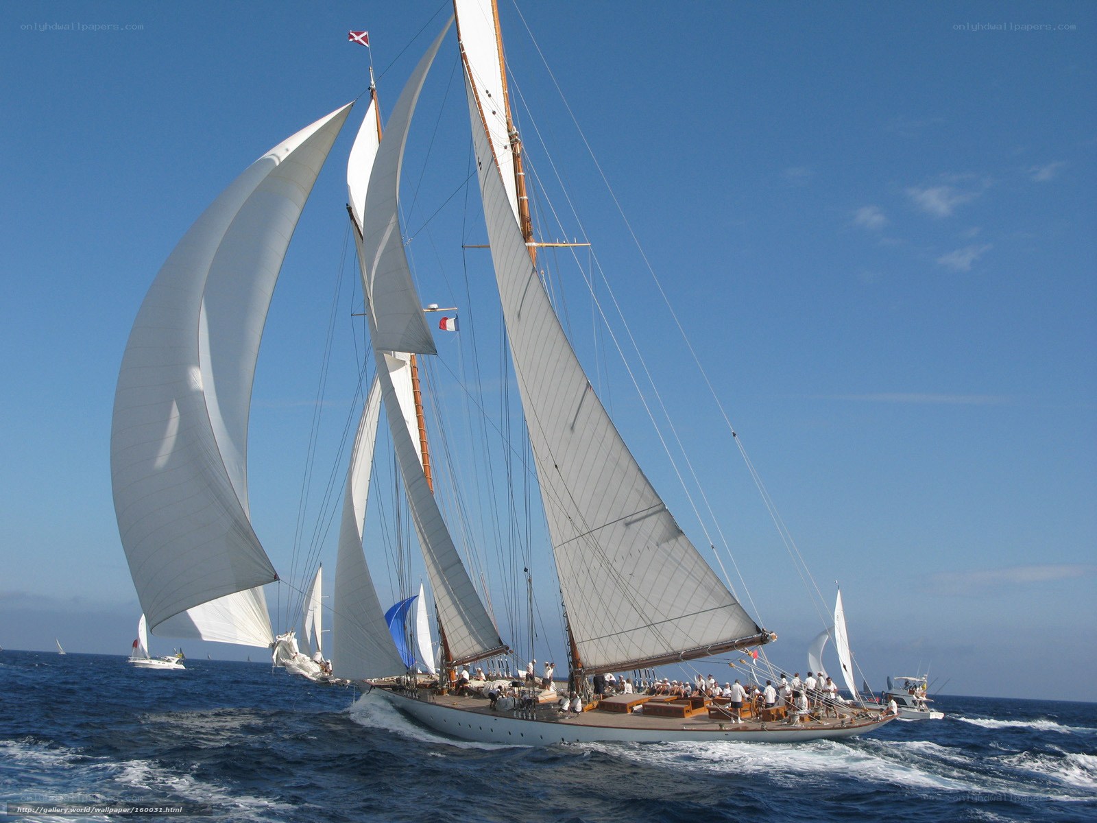 Sailing yacht in race