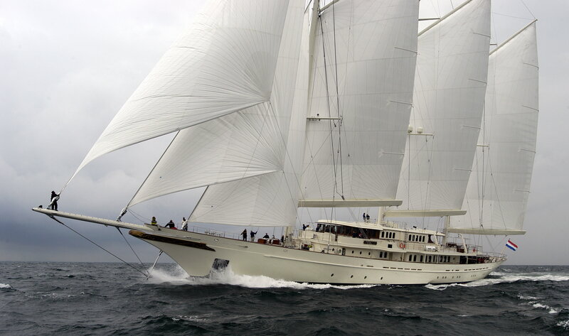 sailing yacht with multiple sails