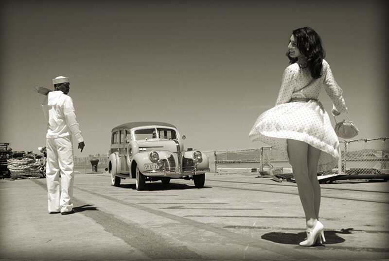 Sailor and woman on dock