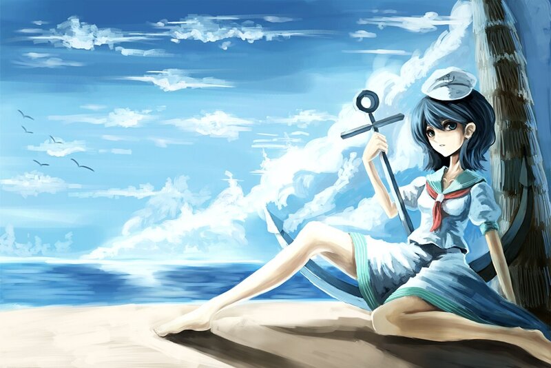sailor girl on beach
