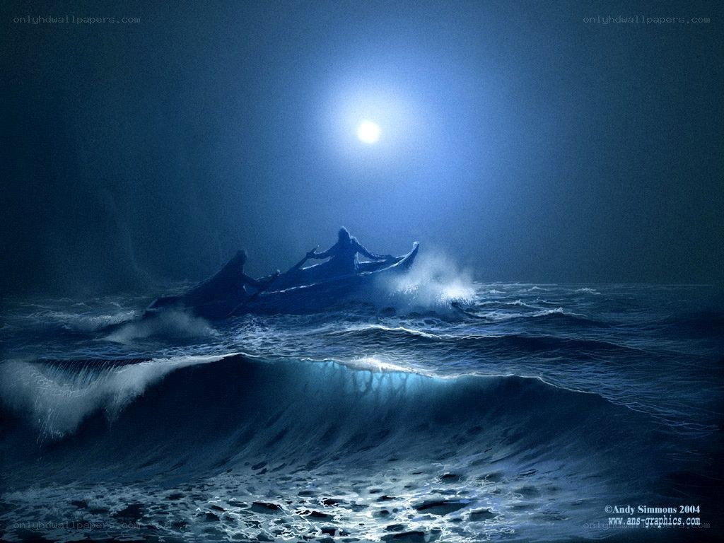 Sailor in a storm at night