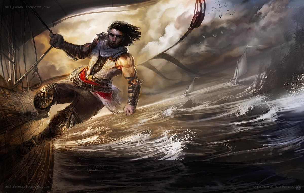 sailor in stormy sea