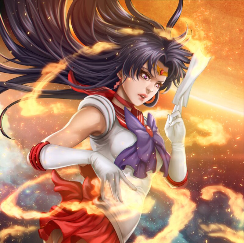 Sailor Mars in Action — Orange