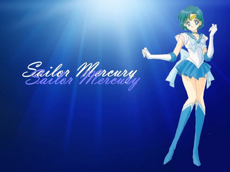 Sailor Mercury Character — Blue, Dramatic, Anime, Blue Background