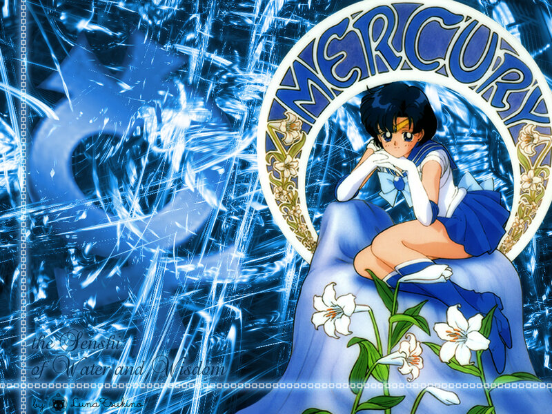Sailor Mercury Character — Blue, Dramatic, Anime, Lilies