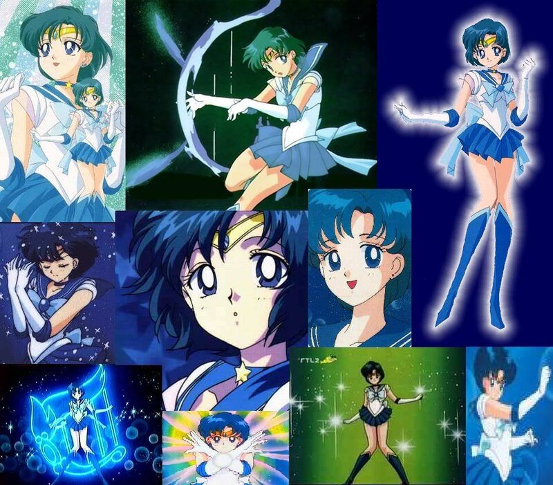Sailor Mercury Character — Blue, Dramatic, Night