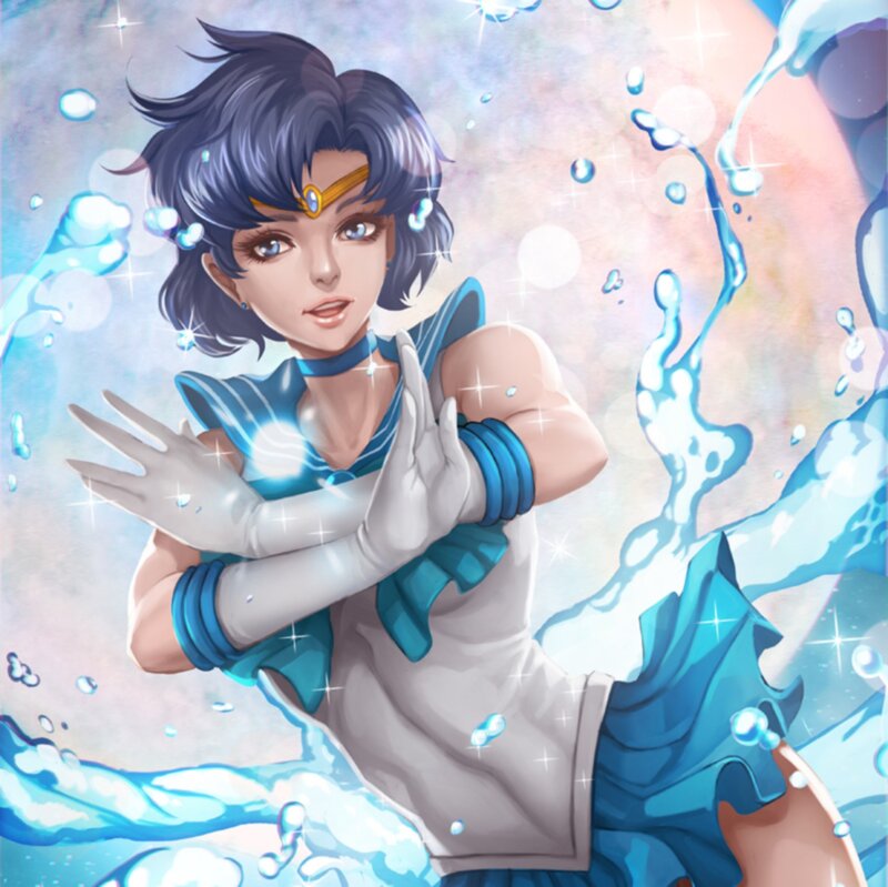 Sailor Mercury Character — Blue, Dynamic