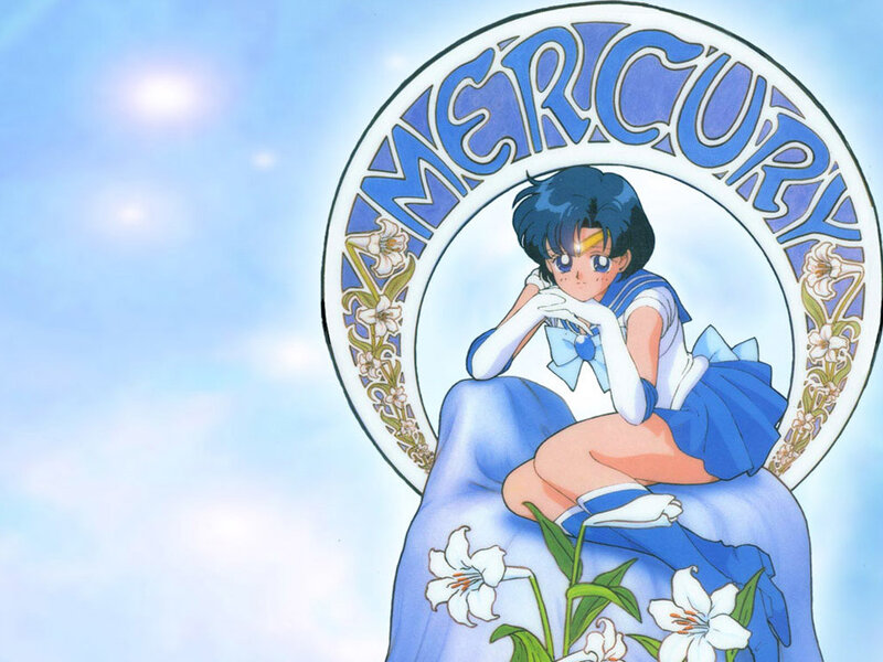 Sailor Mercury Character — Blue, Serene, Anime, Lilies