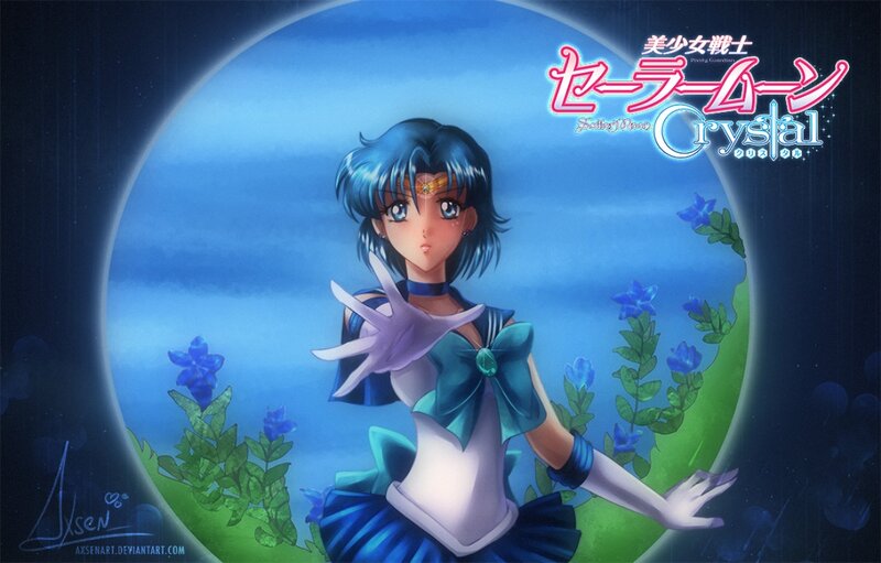 Sailor Mercury Character — Blue, Serene, Night
