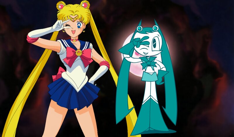 Sailor Moon and a Teal Character