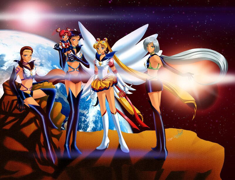 Sailor Moon and Allies — Blue, Dramatic, Night