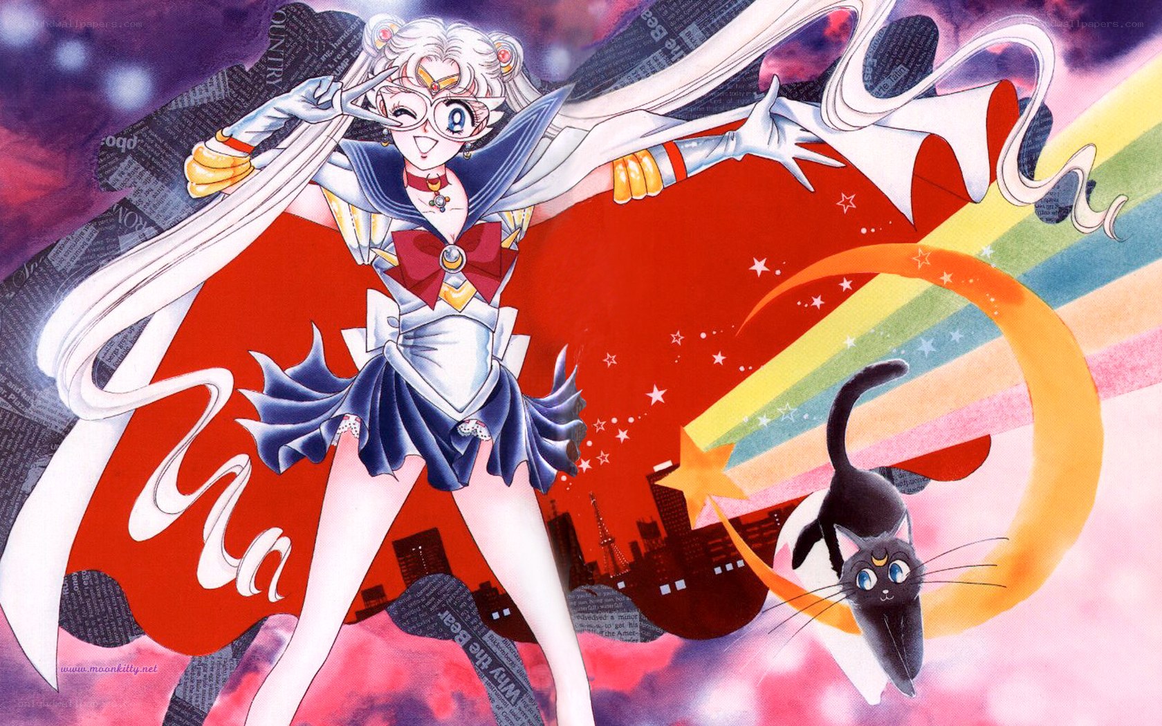 Sailor Moon and Luna in action