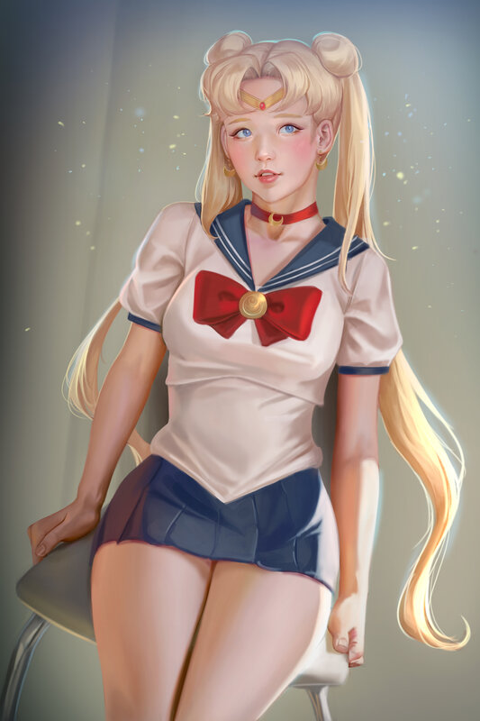 Sailor Moon Character — Blue, Calm, Digital Art