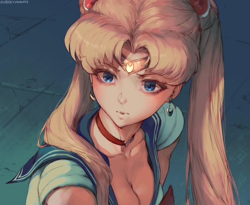 Sailor Moon Character — Blue, Dramatic, Digital Art, Blue Eyes