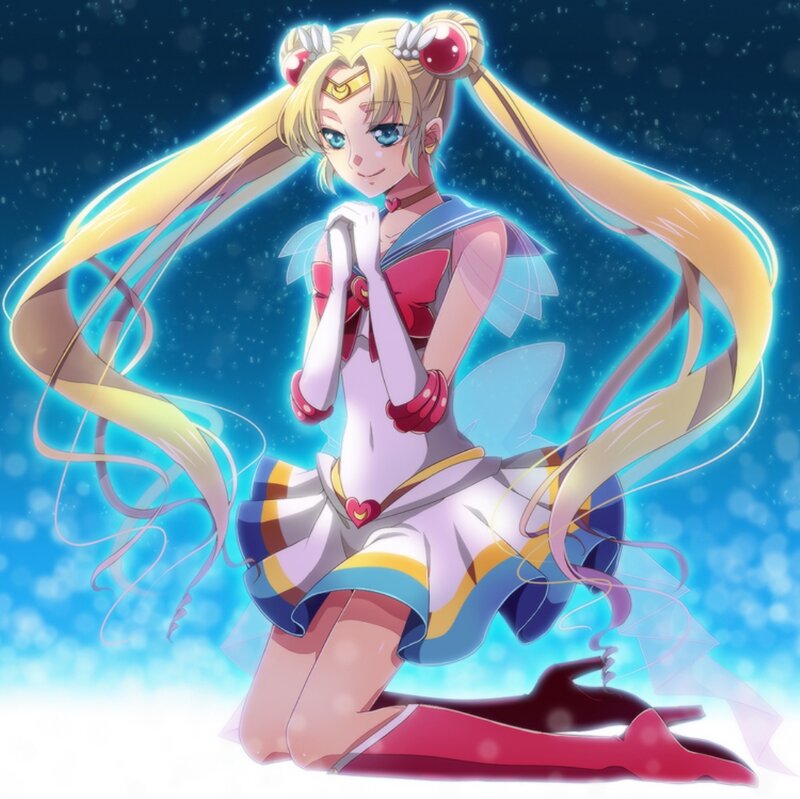 Sailor Moon Character — Blue, Dramatic, Night, Anime, Long Blonde Hair