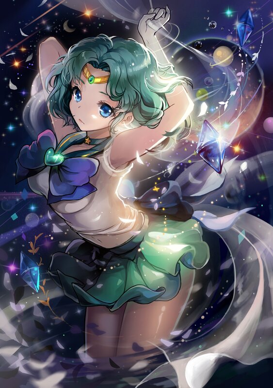 Sailor Moon Character — Blue, Dramatic, Night, Anime, Stars