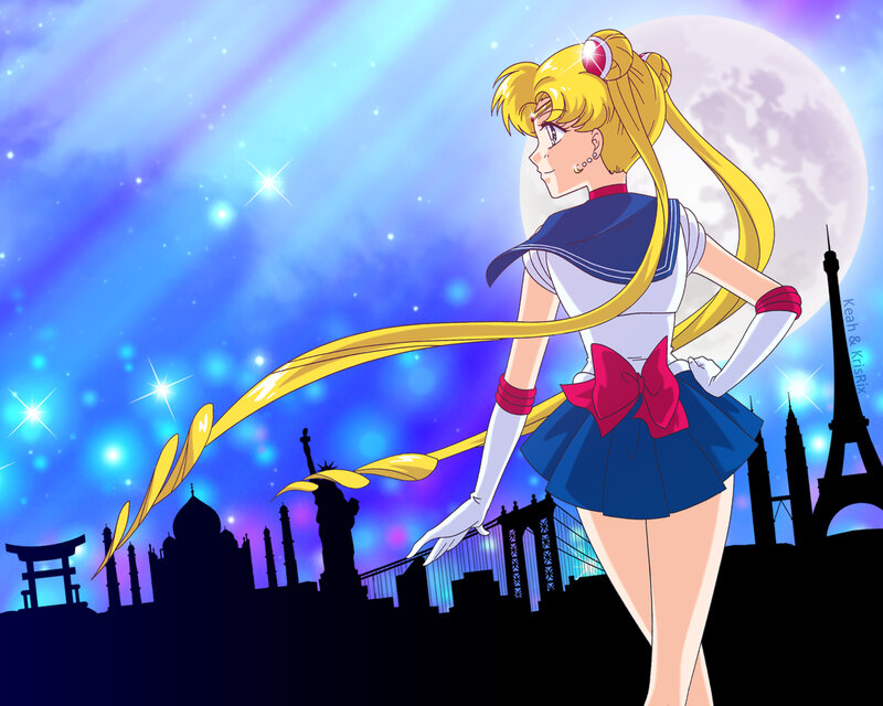 Sailor Moon Character — Blue, Dramatic, Night, Anime, Statues