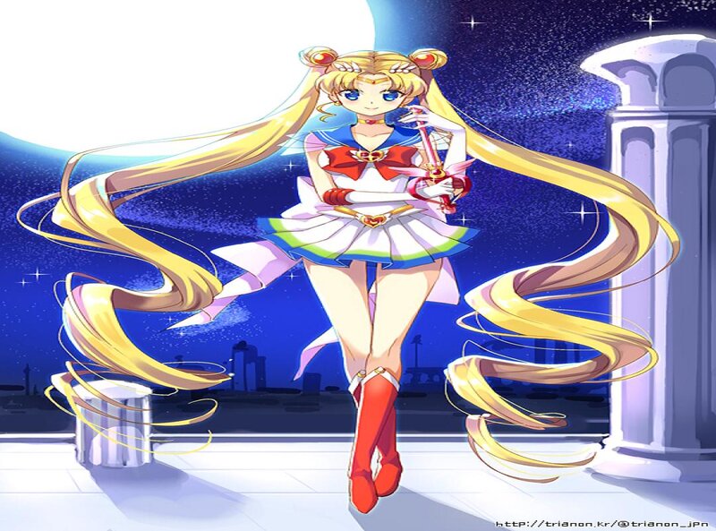 Sailor Moon Character — Blue, Dramatic, Night, Anime, Sword
