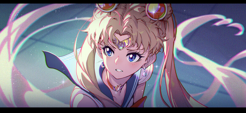 Sailor Moon Character — Blue, Dramatic, Night, Digital Art, Anime, Space