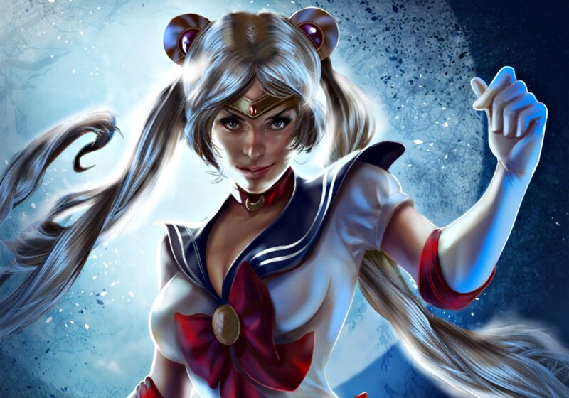 Sailor Moon Character — Blue, Dramatic, Night, Digital Art, Long Hair