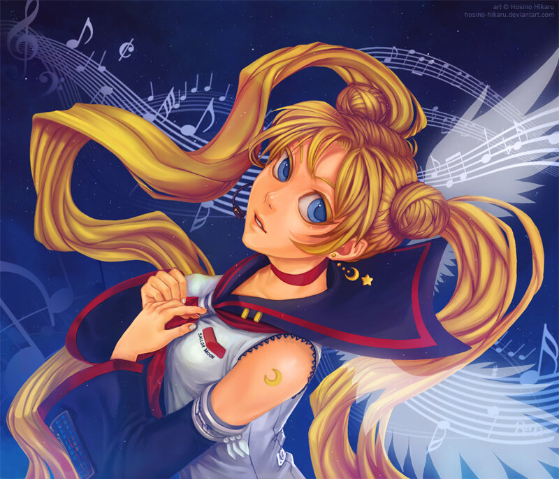 Sailor Moon Character — Blue, Dramatic, Night, Digital Art