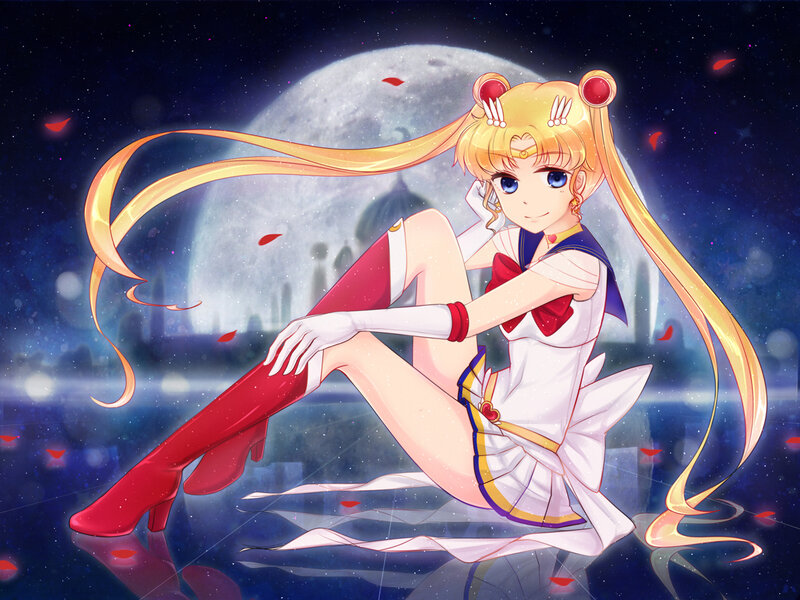 Sailor Moon Character — Blue, Serene, Night, Anime, Cityscape
