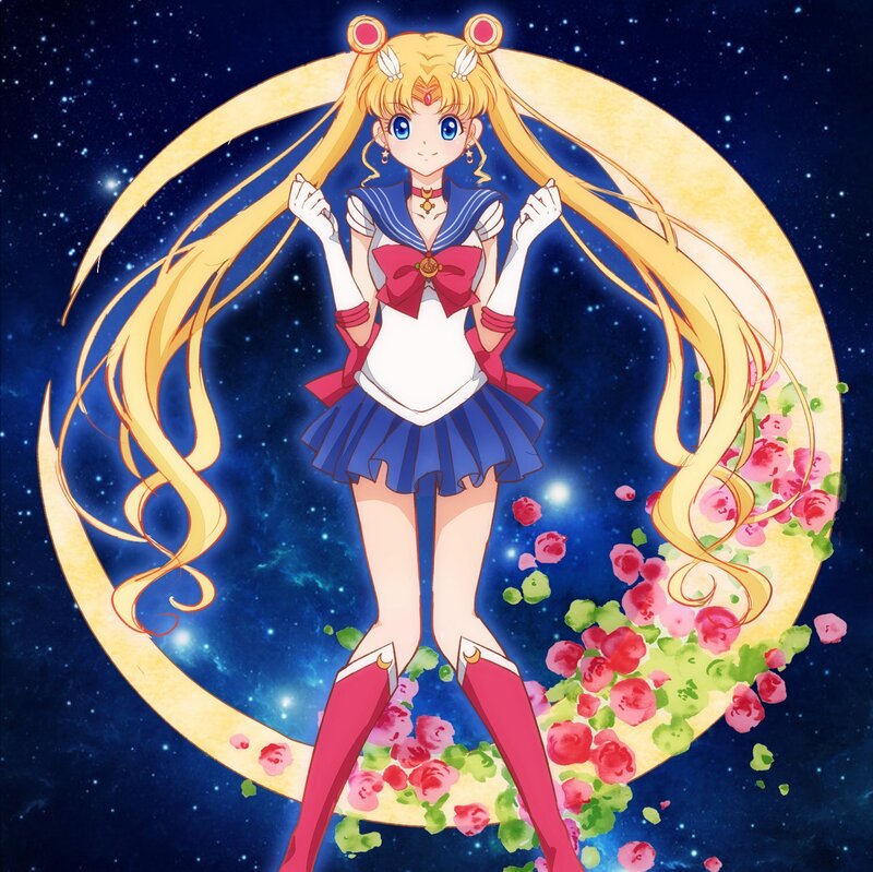 Sailor Moon Character — Blue, Serene, Night, Anime, Flowers