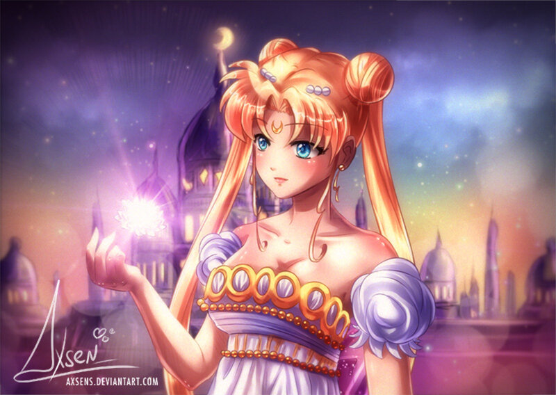 Sailor Moon Character — Purple, Dramatic, Night, Digital Art, City Skyline