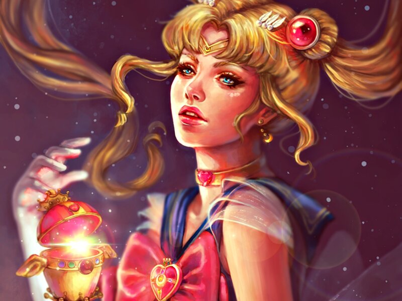 Sailor Moon Character — Purple, Dramatic, Night, Digital Art, Magic Box