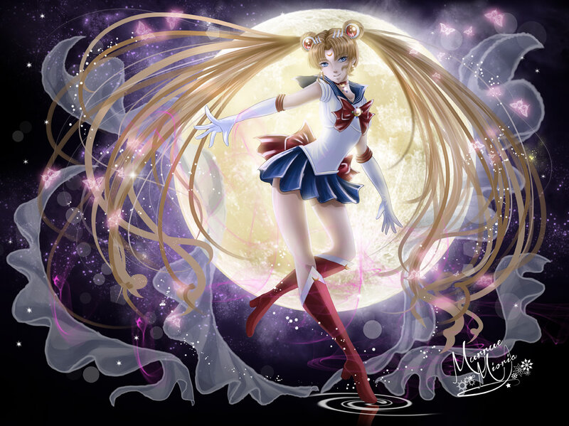 Sailor Moon Character — Purple, Dramatic, Night, Digital Art