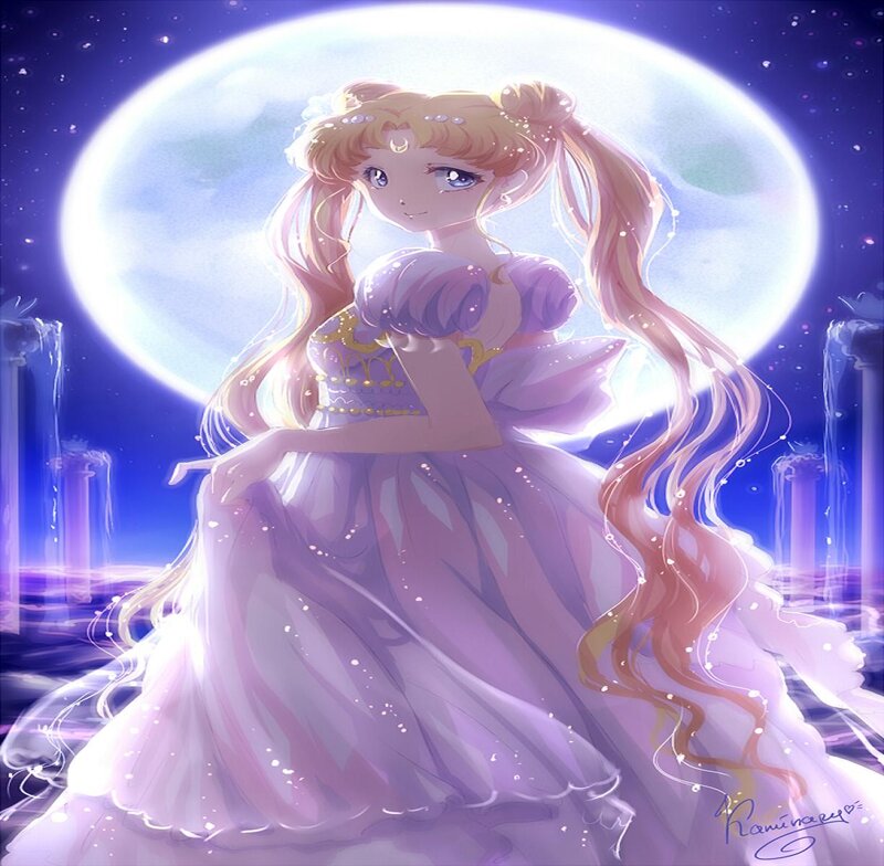 Sailor Moon Character — Purple, Serene, Night, Digital Art