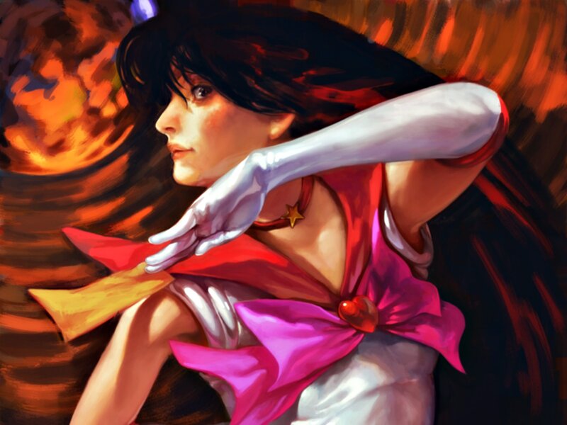 Sailor Moon Character — Red, Dramatic, Digital Art, Cape