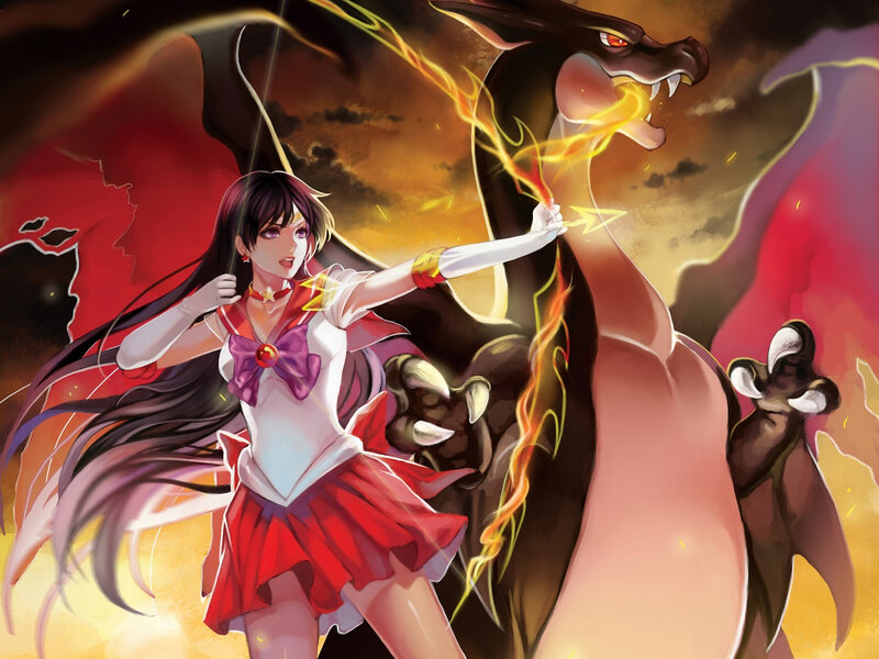 Sailor Moon Character — Red, Dramatic, Digital Art