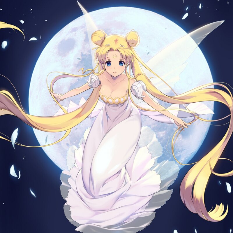 Sailor Moon Character — White, Serene, Night, Anime, Wings