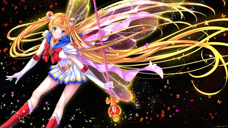 Sailor Moon Character — Yellow, Dramatic, Night, Anime, Butterflies