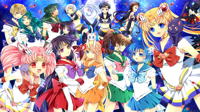 Sailor Moon Characters — Blue, Dramatic, Night, Digital Art