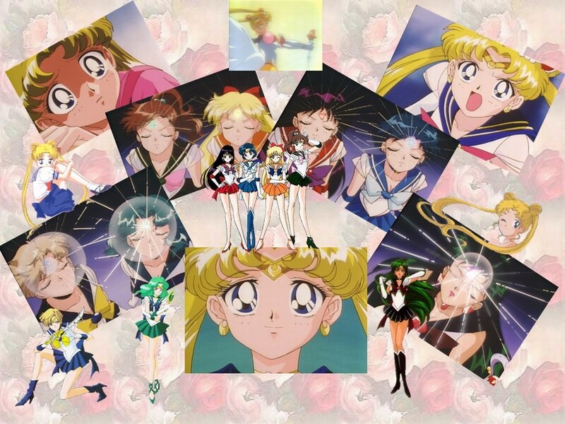 Sailor Moon Characters Collage — Pink, Dramatic
