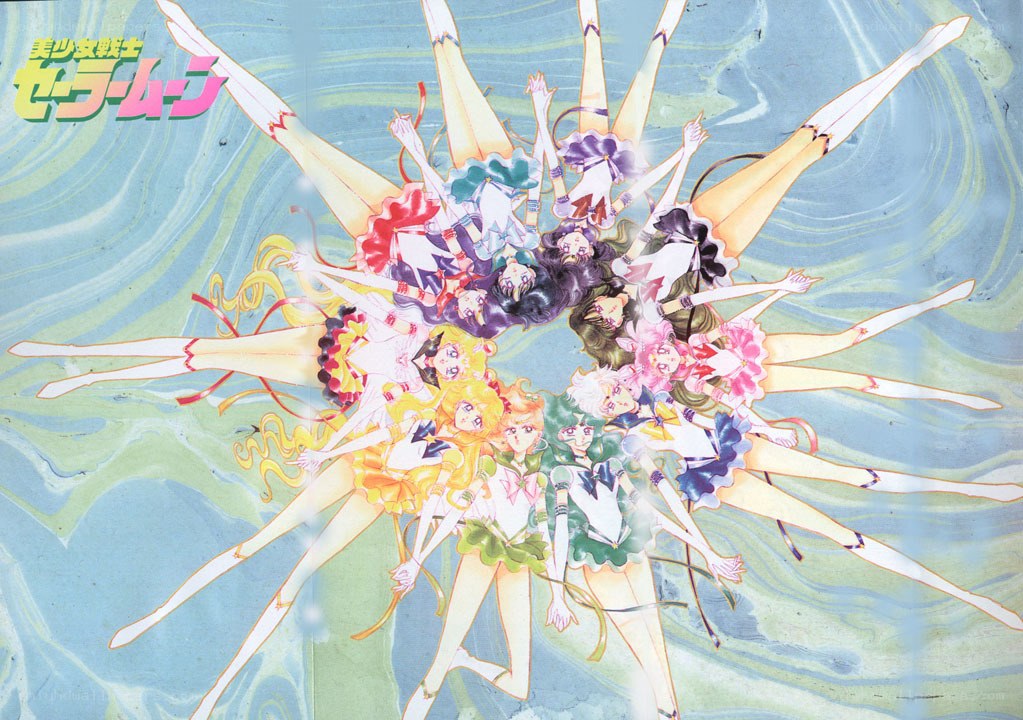 Sailor Moon characters in a circle