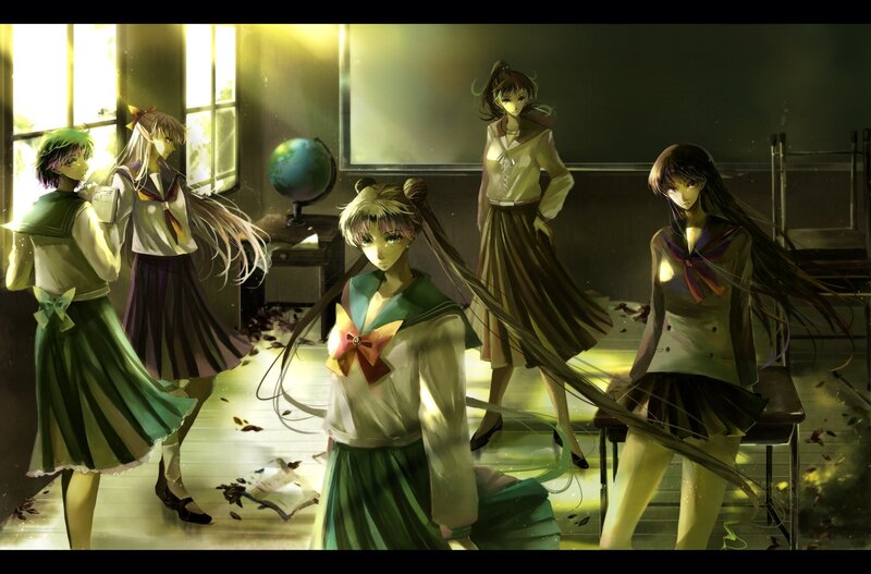 Sailor Moon characters in a classroom