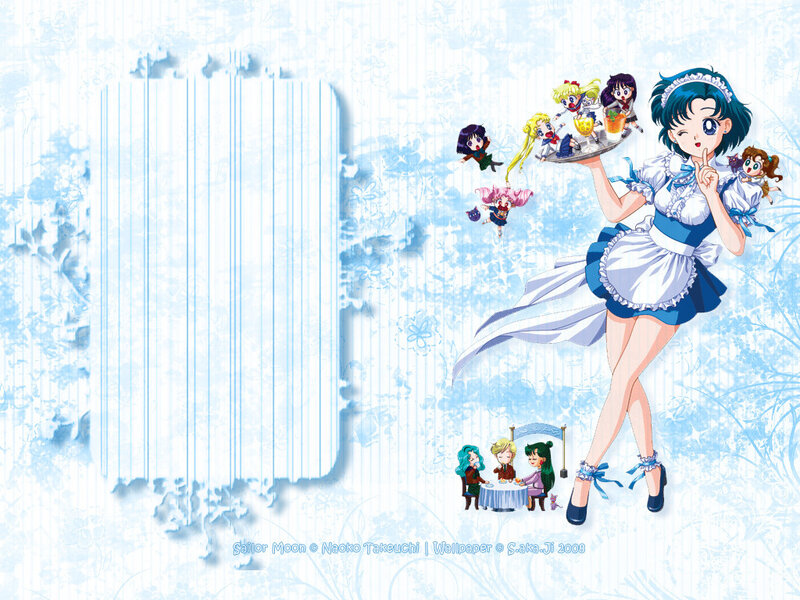 Sailor Moon characters in a maid scene