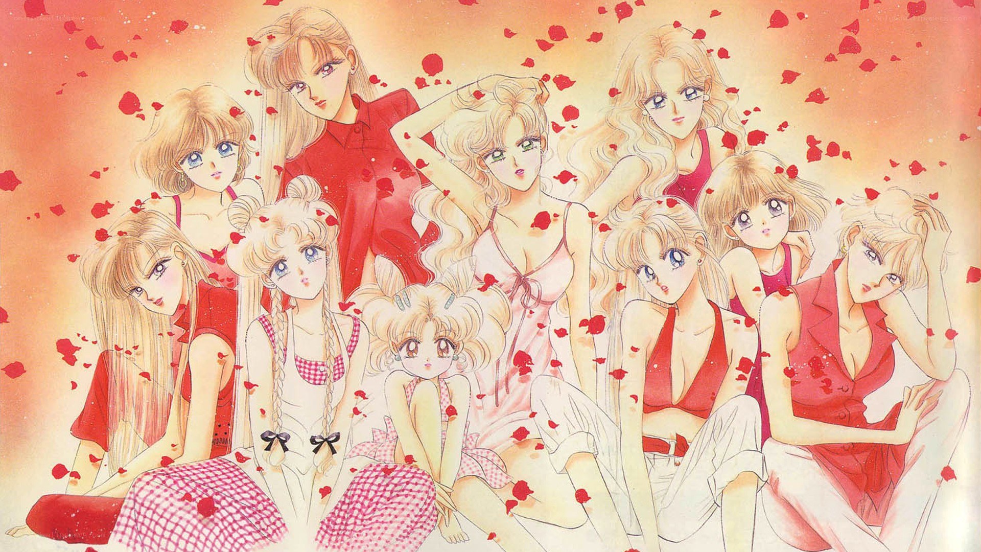 Sailor Moon characters in red
