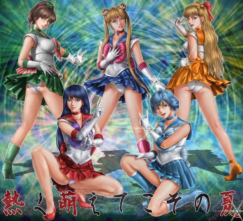 Sailor Moon characters in summer outfits