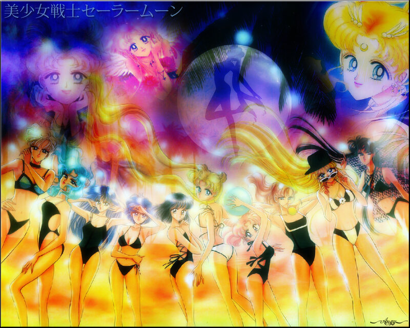 Sailor Moon characters in swimsuits